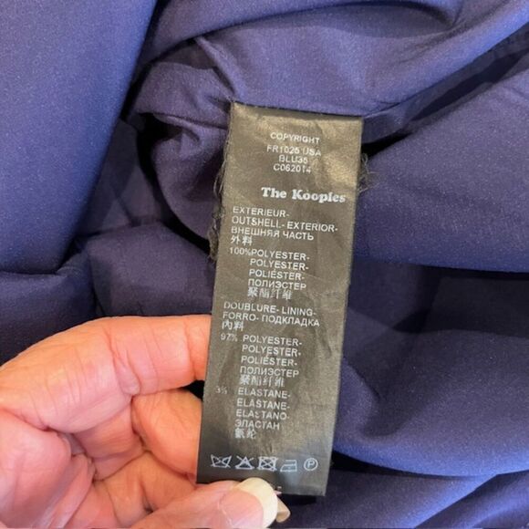 The Kooples Grommet Blue Crepe Mini Dress Crossover Front Lined Size Small - Picture 9 of 14